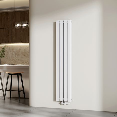 EMKE Heizkörper Flach Heizkörper Design Paneelheizkörper Vertikal, Mittelanschluss, Doppellagig, 160x30 cm, Weiß, 889 W Warmwasser Zentralheizung (1/5)