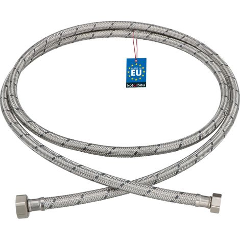 KOTARBAU® Flexible Robinet 1/2"x3/8" - Tuyau Robinet 200cm - Acier Inoxydable - Rallonge Robinet Cuisine Flexible - Tuyau Robinet Cuisine Flexible - Tuyau Flexible Plomberie - Argent (1/4)