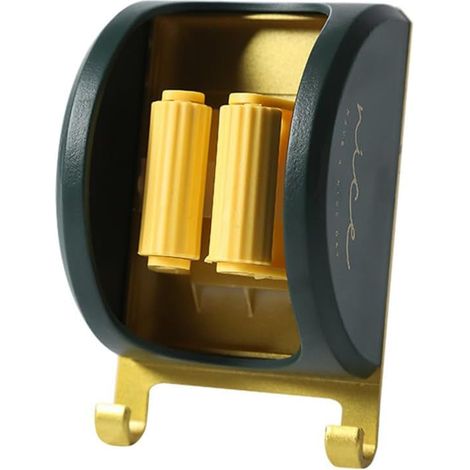 Mopp-Haken, frei stanzbar, für Zuhause, Badezimmer, Aufbewahrung, multifunktional, transparente Viskose, Balkon-Finish, Wandbehang, Mopp-Clip, grün-goldene Farbe