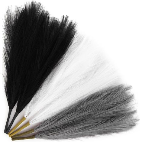 Lot de 6 herbes de la pampa artificielles courtes 45 cm pour remplir un vase Herbes décoratives pour la maison en blanc noir ou gris (1/5)