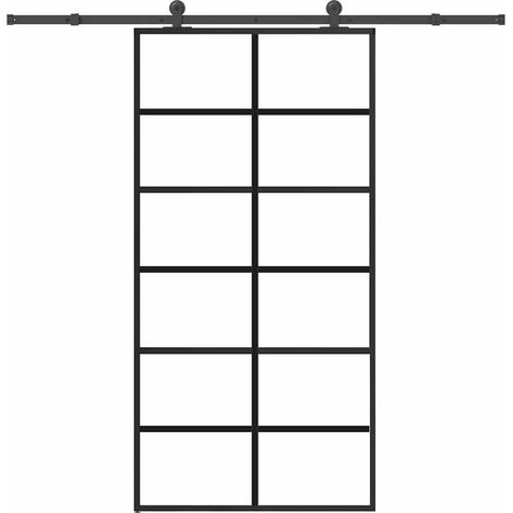 Schiebetür mit Beschlag 102x205 cm ESG-Glas & Aluminium