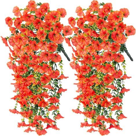 Pétunias Artificiels Extérieur Tombants  2 Pièces Fleurs Suspendues Fausses  Résistants Intempéries UV  Déco Balcon Porche Jardin Mariage (1/5)