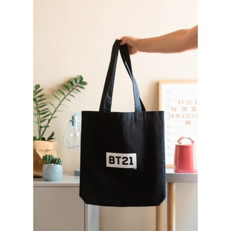 BT21 - Borsa per la spesa in tessuto 28x40 cm (Nero) (1/5)