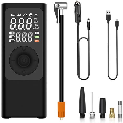 Pompe à air électrique rechargeable - Compresseur portable 7800mAh, 150 PSI, avec écran LCD numérique, contrôle de pression précis