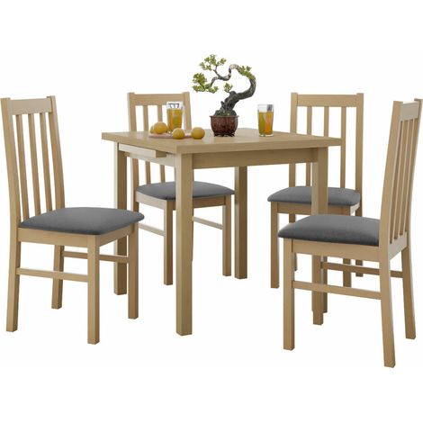 Conjunto de mesas y sillas para comedor Victorville 263, Roble Sonoma, 76x80x80cm, Diámetro: 0, Número de asientos: 4, Estilo: Contemporary