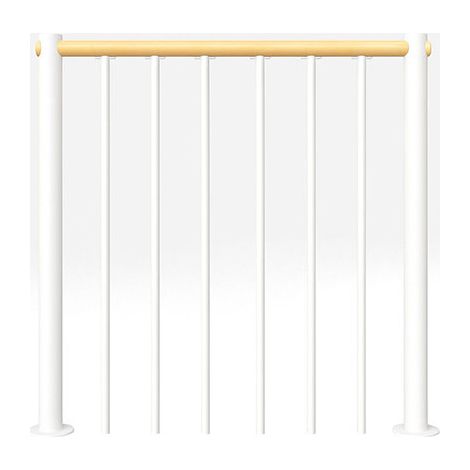 Ringhiera per scala diritta - Bianco - Acciaio verniciato a polvere - Lunghezza 1 m - Corrimano in legno di faggio - RE-I-RV-BOIS-BH