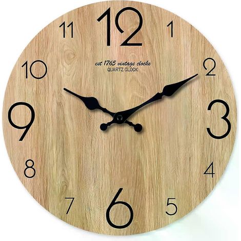 Moderne Wanduhr mit Holzmaserung – ideal für Wohnzimmer, Schlafzimmer, Küche und Zuhause. Geräuschlose Quarzuhr – das perfekte Geschenk für die Feiertage. (1/4)