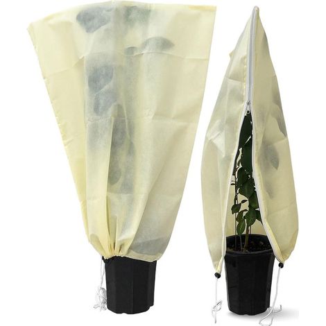 Housse de plante - 2 Pièces - Housse d'hiver - Housse de plante contre le gel - Tissu non-tissé - Fermeture éclair - Protection de plante - Housse de protection Hiver Arbre/Plante - Protecteur de pot, (1/5)
