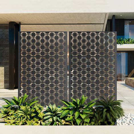 Panel cortavistas de metal para exterior 183 x 116 cm, acero galvanizado, negro (1/5)