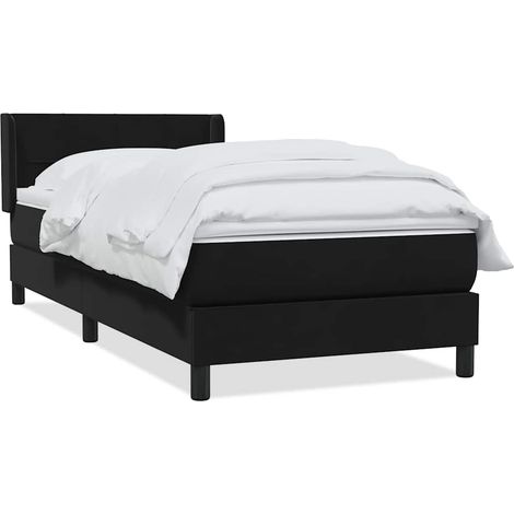 Maison Exclusive - Sommier à lattes de lit avec matelas noir 90x210 cm velours (1/5)