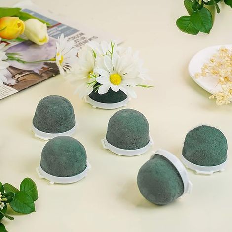 Mini soportes de espuma floral, 24 unidades, soportes redondos para ramos con alambre metálico, para vino, decoración de mesas de boda, aptos para uso en seco y húmedo. (1/5)