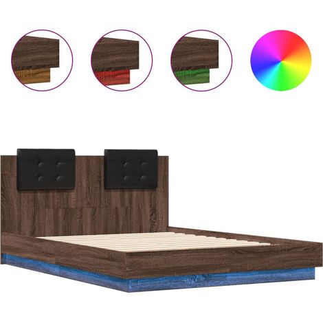 Maison Exclusive - Estructura cama con cabecero luces LED marrón