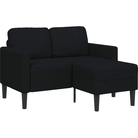vidaXL Canapé 2 places avec méridienne en L noir 125 cm tissu (1/5)