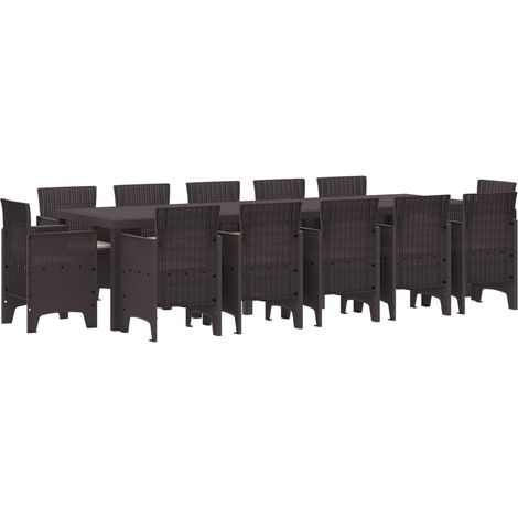 Ensemble de salle à manger pour jardin 13 pcs-Salon de jardin Marron et Taupe (1/5)
