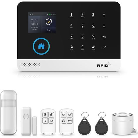 1 Kit Alarme Maison Sans Fil,Capteur Porte Fenêtre,Détecteur Mouvement,Télécommande,Compatible Alexa Google (1/5)