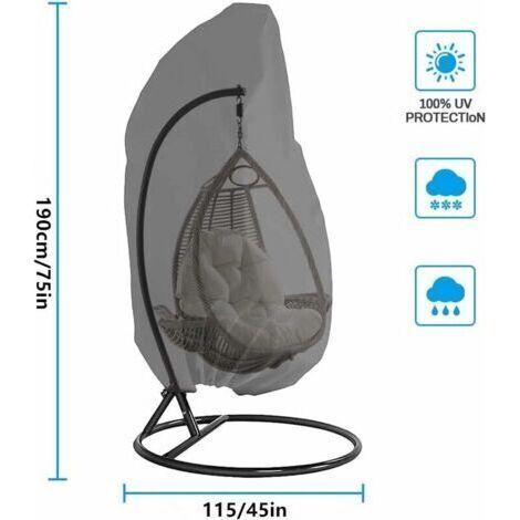 FOREHILL (190x115cm Gris)Couverture de Chaise Suspendue, Housse de Fauteuil Suspendu, Housse de Protection pour Oeufs Chaise, Imperméable Housse Meuble Couverture avec Fermeture à Glissière (1/4)
