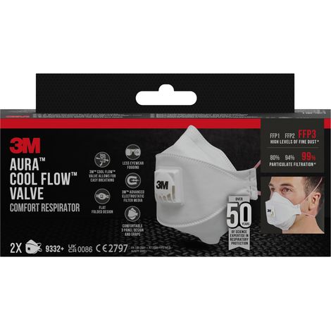 Lot de 2 masques anti-poussières pliable grand confort avec valve Pour Isolation FFP3