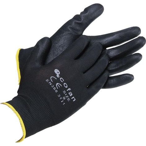 GUANTE 100% POLIEST.IMPREG. PU NEGRO T-7 - COFAN (1/4)