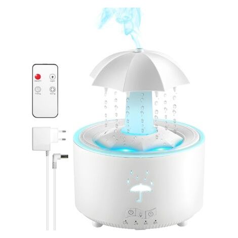 Humidificateur d'air avec Lampe Pluie pour Chambre, 300ml Diffuseur Huiles Essentielles, avec 7 Lumières LED de Couleur, Humidificateur d'air Lampe pour Maison, Bureau (1/5)
