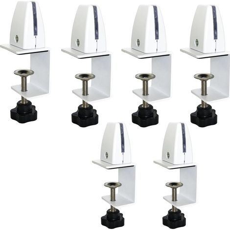Set mit 6 verstellbaren Schreibtisch-Trennklemmen aus Aluminium-Plexiglas für Sicherheit und Datenschutz (weiß) (1/5)