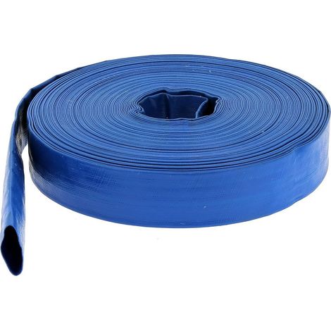Huggy Tuyaux – Tuyau de pompe plat 25 mm (1'') bleu – Longueur 100 mètres – Caoutchouc souple haute résistance – Pression max 2 bars
