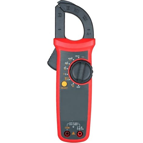 Pinza amperometrica digitale True RMS a 4000 conteggi, multimetro con misurazione di corrente alternata, voltmetro e termometro da -40 a 1000 °C. (1/5)