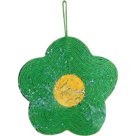 Tapis à gratter pour chat, matériau en Sisal, résistant à l'usure, grand espace, forme mignonne, tapis à gratter pour animal de compagnie, fleur verte (1/5)