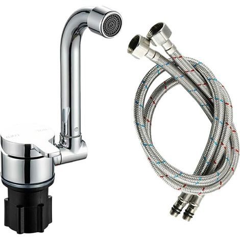360° Rotating Zinc Alloy G1/2in Threaded Campervan Tap, Hot and Cold Water Basin Tap for Motorhomes, Caravans, Yachts, Large Vehicles with Kitchens (1/5)