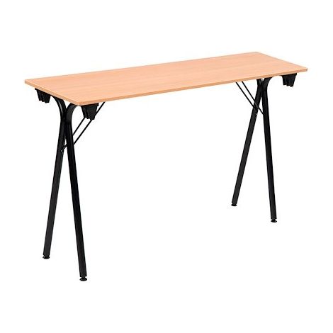Table pliante de formation L 120 x P 40 chêne clair - Piètement noir - Maxiburo