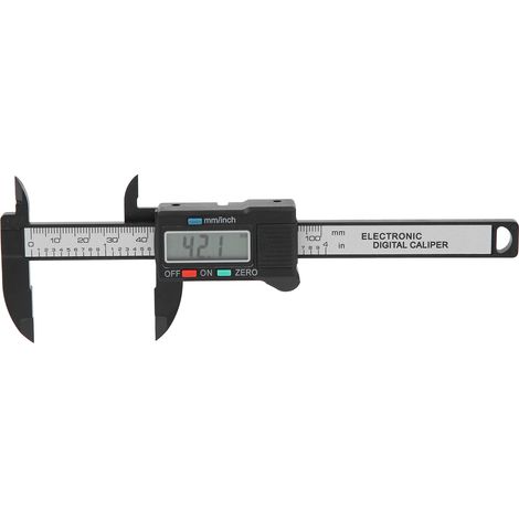 Digitaler LCD-Messschieber mit hoher Genauigkeit, Gehäuse aus Kunststoff und Kohlefaser, Nonius-Skala 0–100 mm (1/5)