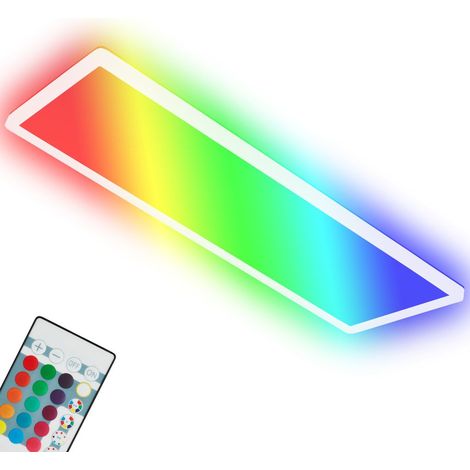 Briloner Leuchten  Lampada da soffitto ultrapiatta RGBW, lampada da soffitto a LED con retroilluminazione, bianco neutro, pannello LED, cambio colore, dimmerabile, telecomando, bianco