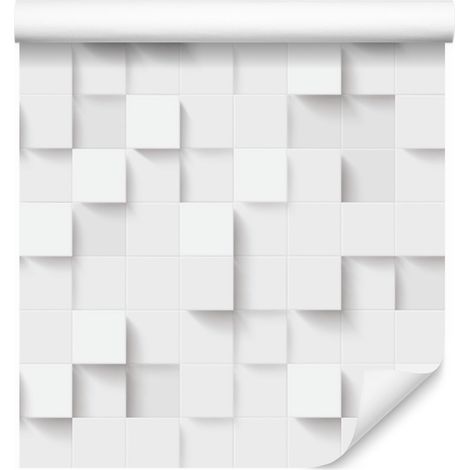 Papier peint mosaïque moderne blanc à effet 3D pour salon et chambre 50x1000 (1/5)