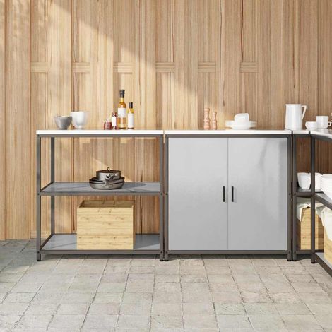 Aufbewahrungsset für die Küche mit Regal 2 pcs Silber Edelstahl