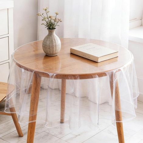 Nappe de table transparente 150cm Ronde, film de table en PVC lavable, imperméable, résistant aux taches