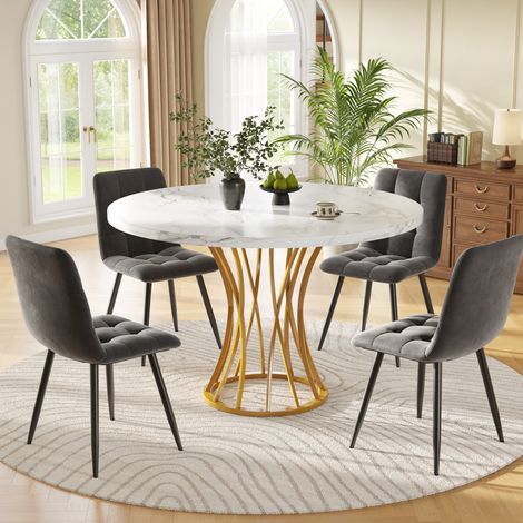 set tavolo sedie da pranzo 80 cm MDF e metallo OKMYHOME (1/5)