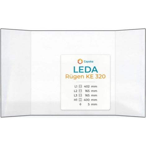 Vitre Leda RÜGEN KE 320 - Verre Prismatique pour insert - (165 + 402 + 165) x 400 mm (L2+L1+L3 x H1) - 5 mm