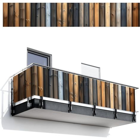 BRISE-VUE POUR BALCON Bois - Planches - Mixte 500x85 cm