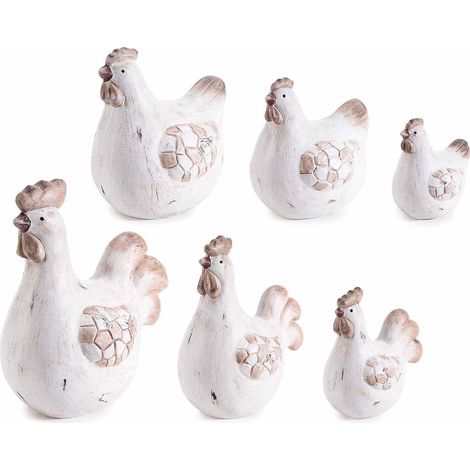 Galline decorative in terracotta da appoggiare in set da sei pezzi