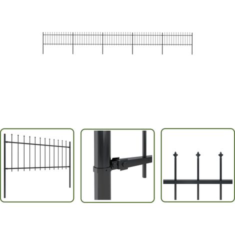 The Living Store Gartenzaun mit Speerspitzen Stahl 8,5 x 0,8 m Schwarz - Gartenzaun - Stahlezaunt - Metallzaun - Zaun Schwarz - Dekorative Zaunsysteme (1/5)
