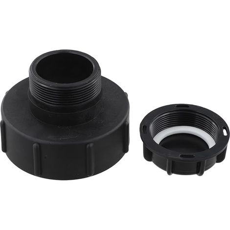 Adaptateur de réservoir IBC avec couvercle de protection, connecteur étanche S100 x 8 vers filetage S60 x 6, raccord en plastique pour conteneurs IBC et stockage d'eau de pluie, noir (B) (1/5)