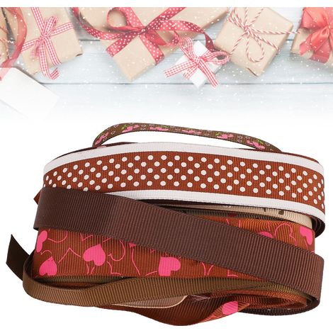 6-25 mm, 12 styles aléatoires de rubans colorés, boîte cadeau, nœud papillon, accessoire pour cheveux, ruban satiné kaki, série 6 (1/2)