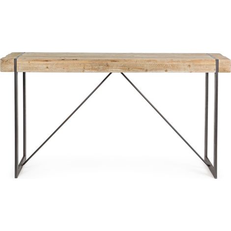 Console bois de sapin et pieds acier noir Garty 200 cm (1/5)