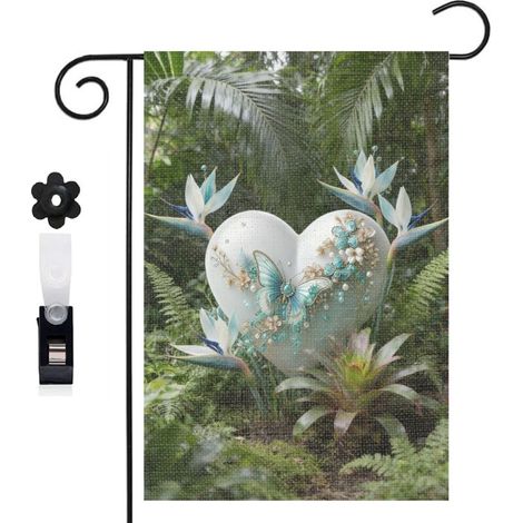 Bannière de cour arche de jardin et cœur décoratif 30 x 45 cm décoration porche et maison (1/5)