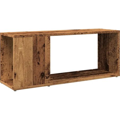 Meuble TV pratique vintage salon rangement 80 x 24 x 32 cm en bois d'ingénierie vieux bois (1/5)