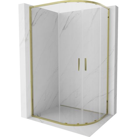 Mexen Exo cabine de douche semi-circulaire coulissante 100 x 80 cm, transparent, or - 8132-100-080-50-00 (1/5)