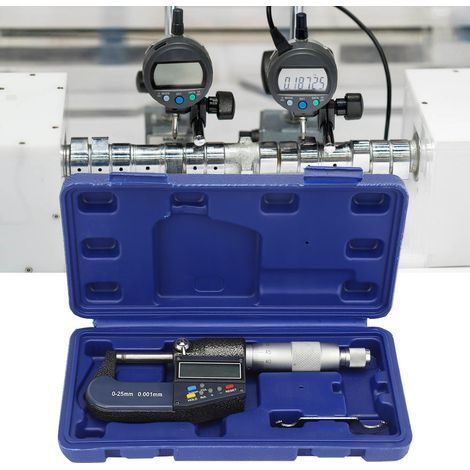 Instrument de mesure palmer numérique 0-25 mm jauge d'épaisseur 0.001 mm et clé incluse (1/5)