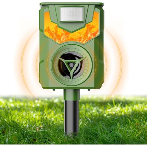 Repelente ultrasónico para gatos, repelente solar para roedores，Opciones de carga solar y USB para gatos, perros, pájaros y ratones. (1/5)
