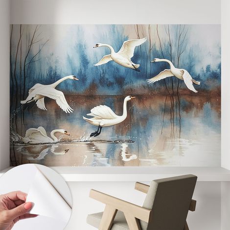 Selbstklebend Tapete - abwaschbar - Raumgestaltung Schlafzimmer Wohnzimmer Tapete Vögel im Flug 104x70 cm (1/5)