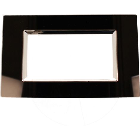 Placca Quadrata In Vetro Temperato MBL 4 Moduli/Posti Compatibile Bticino Living 3 Colori Disponibili (Nero)