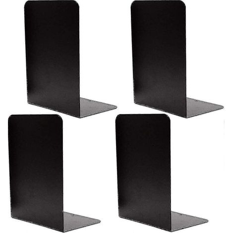 Lot de 4 serre-livres décoratifs robustes en métal noir, avec support en caoutchouc antidérapant [réduction (1/5)